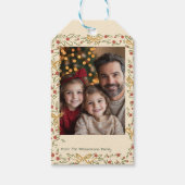 Whimsical Holiday Wreath & Bows Photo Card Cadeaulabel (Voorkant)