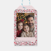 Whimsical Holiday Wreath & Bows Photo Card Cadeaulabel (Voorkant)