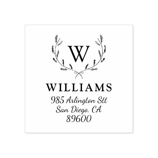 Whimsical Holiday Wreath Monogram Retouradres Rubberstempel (Afrduk)