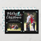 Whimsical Holly 2-fotokerstmis Feestdagenkaart (Voorkant / Achterkant)