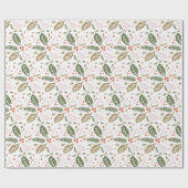 Whimsical Holly Berry Colorful Kerstfeestdag Cadeaupapier (Vlak)