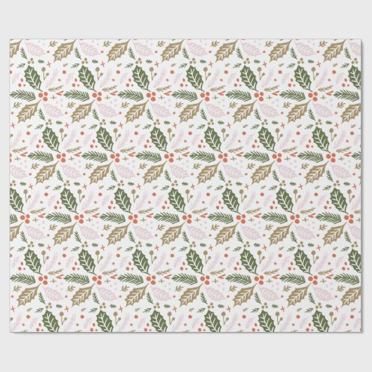 Whimsical Holly Berry Colorful Kerstfeestdag Cadeaupapier (Vlak)