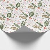Whimsical Holly Berry Colorful Kerstfeestdag Cadeaupapier (Hoek)