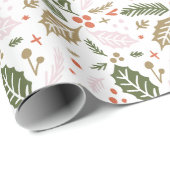 Whimsical Holly Berry Colorful Kerstfeestdag Cadeaupapier (Rol Hoek)