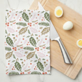 Whimsical Holly Berry Colorful Kerstfeestdag Theedoek (Quarter Fold)