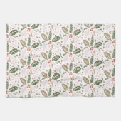 Whimsical Holly Berry Colorful Kerstfeestdag Theedoek (Horizontaal)