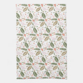 Whimsical Holly Berry Colorful Kerstfeestdag Theedoek (Verticaal)