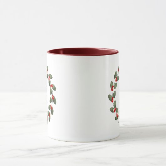 Whimsical Holly Berry kerstmonografie Mok (Midden)