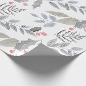 Whimsical Holly Berry Leaves Kerstmis Cadeaupapier (Hoek)