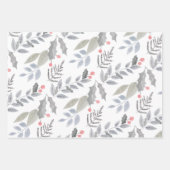 Whimsical  Holly Berry Leaves Kerstmis Inpakpapier Vel (Voorkant)