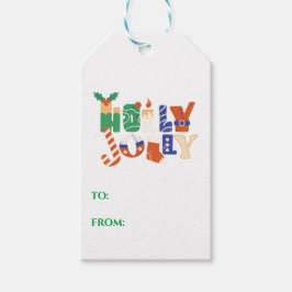 Whimsical Holly Jolly Holiday Gift Labels Cadeaulabel