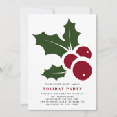 Whimsical Holly Modern Holiday Party Invitation Kaart (Voorkant)