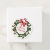 Whimsical Holly Wreath Christmas Bedankjes Labels (In situ)