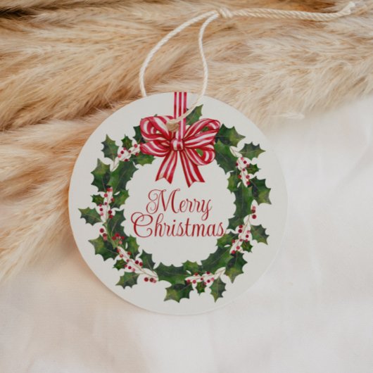 Whimsical Holly Wreath Christmas Bedankjes Labels