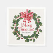 Whimsical Holly Wreath Christmas Servet (Voorkant)