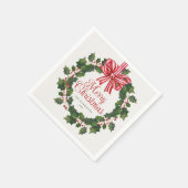 Whimsical Holly Wreath Christmas Servet (Hoek)