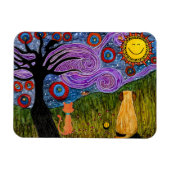 Whimsical Hond en Kat Sterrennacht Muismat Magneet (Horizontaal)