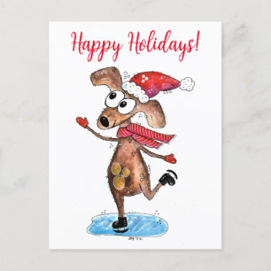 Whimsical-hond op Ice-Schaatsen Briefkaart