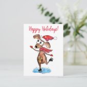 Whimsical-hond op Ice-Schaatsen Briefkaart (Staand voorkant)