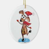 Whimsical-hond op Ice-Schaatsen Keramisch Ornament (Rechts)