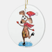 Whimsical-hond op Ice-Schaatsen Keramisch Ornament (Links)