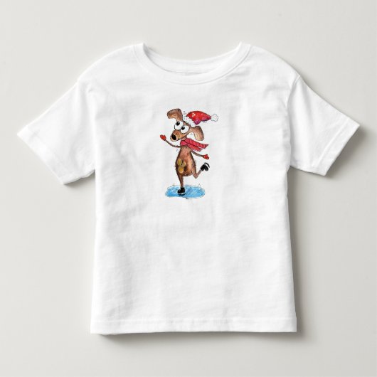 Whimsical-hond op Ice-Schaatsen Kinder Shirts (Voorkant)
