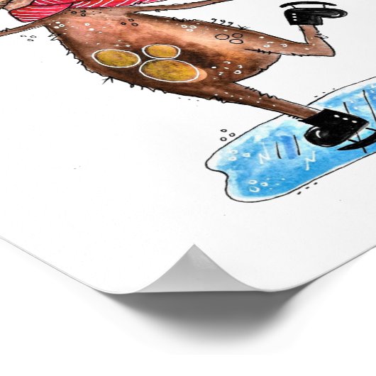 Whimsical-hond op Ice-Schaatsen Poster (Hoek)