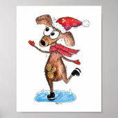 Whimsical-hond op Ice-Schaatsen Poster (Voorkant)