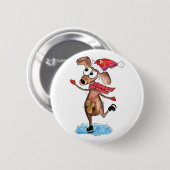 Whimsical-hond op Ice-Schaatsen Ronde Button 5,7 Cm (Voorkant /achterkant)