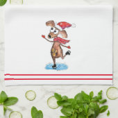 Whimsical-hond op Ice-Schaatsen Theedoek (Gevouwen)