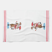 Whimsical-hond op Ice-Schaatsen Theedoek (Horizontaal)