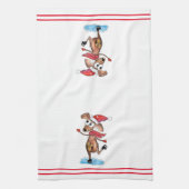 Whimsical-hond op Ice-Schaatsen Theedoek (Verticaal)