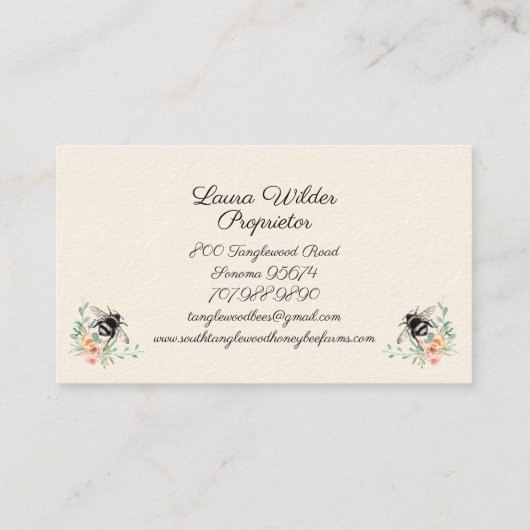 Whimsical Honey Bee Apiary Boerderij imker Visitekaartje (Achterkant)