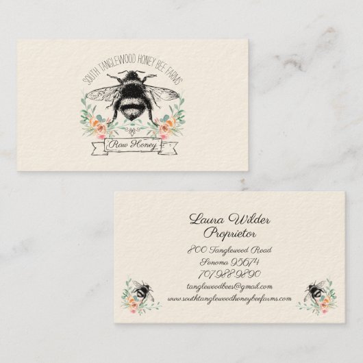 Whimsical Honey Bee Apiary Boerderij imker Visitekaartje (Voorkant / Achterkant)