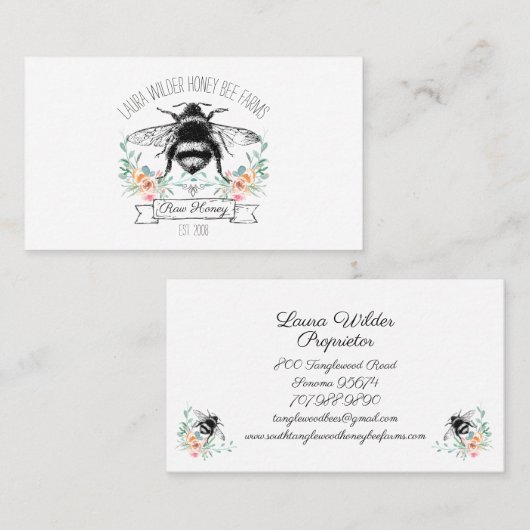 Whimsical Honey Bee Apiary Boerderij imker Visitekaartje (Voorkant / Achterkant)