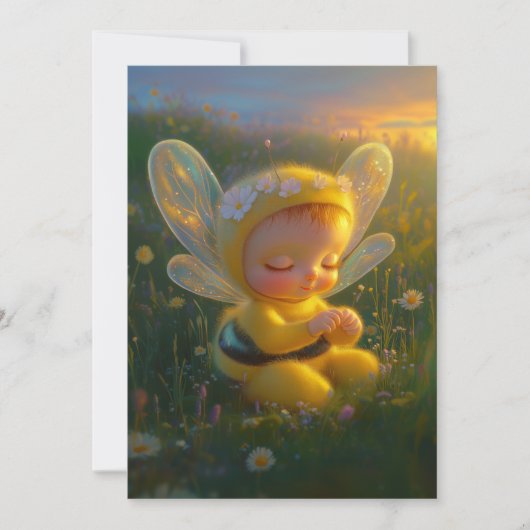 Whimsical Honey Bee Baby in een zonovergoten Kaart (Voorkant)