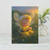 Whimsical Honey Bee Baby in een zonovergoten Kaart (Staand voorkant)