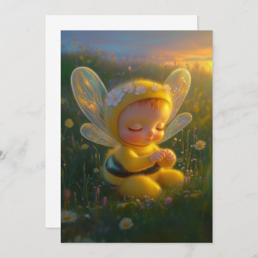 Whimsical Honey Bee Baby in een zonovergoten Kaart (Voorkant / Achterkant)