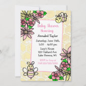 Whimsical Honey Bee Girl's Baby shower Kaart (Voorkant)