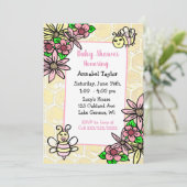 Whimsical Honey Bee Girl's Baby shower Kaart (Staand voorkant)