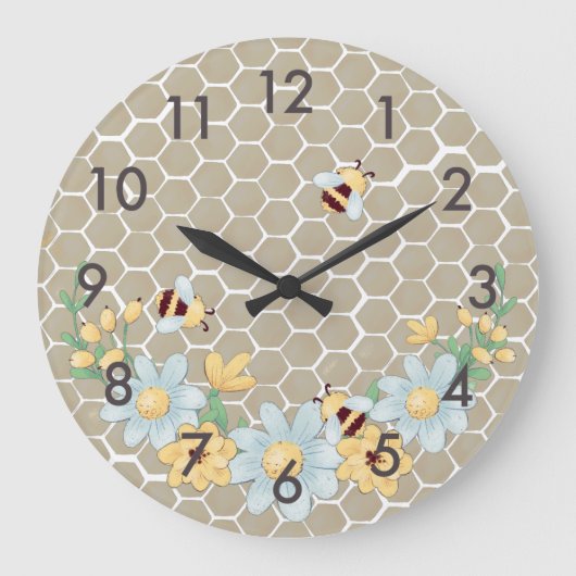 Whimsical Honey Bee Grote Klok (Voorkant)