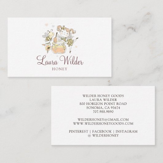 Whimsical Honey Jar BeeBeeekeeper Apiary Visitekaartje (Voorkant / Achterkant)