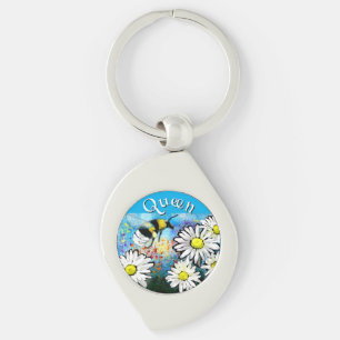 Whimsical Honingbij in Madeliefjes Persoonlijk Sleutelhanger