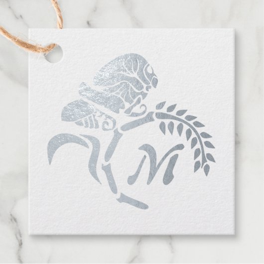 Whimsical Hooded Grasshopper Monogram Bedankjes Labels (Voorkant)