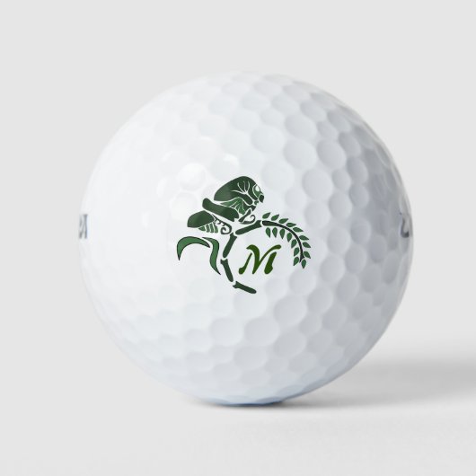 Whimsical Hooded Grasshopper Monogram Golfballen (Voorkant)