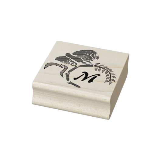 Whimsical Hooded Grasshopper Monogram Rubberstempel (Stempel)