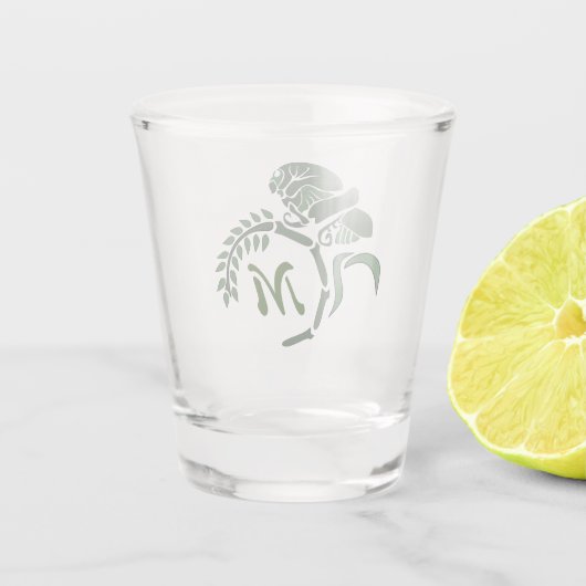 Whimsical Hooded Grasshopper Monogram Shot Glas (Achterkant)