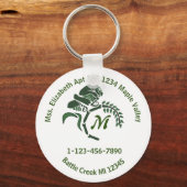 Whimsical Hooded Grasshopper Monogram Sleutelhange Sleutelhanger (Voorkant)