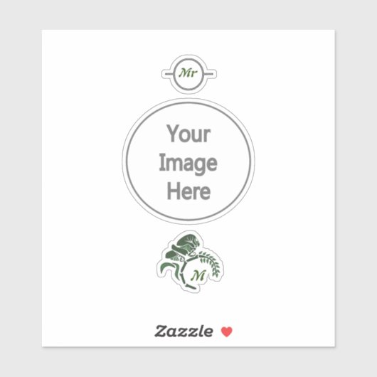 Whimsical Hooded Grasshopper Monogram Sticker (Vel)