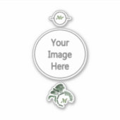 Whimsical Hooded Grasshopper Monogram Sticker (Voorkant)